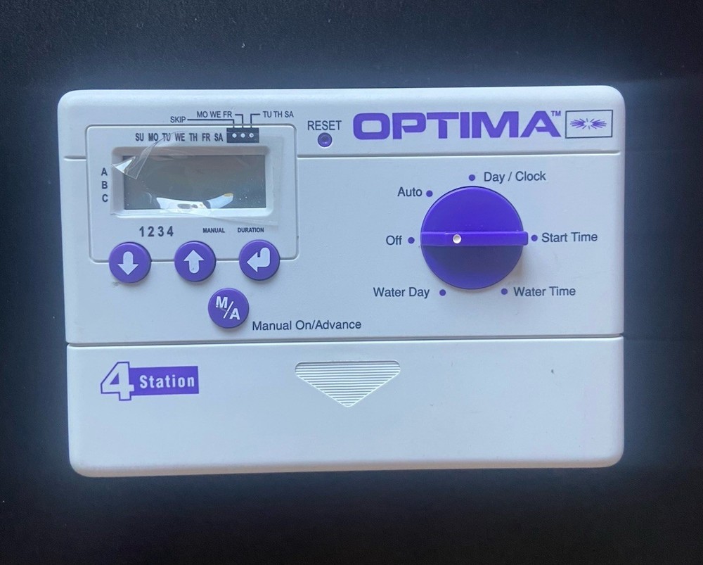Optima 4 Station Single Program Sprinkler Timer PRT-4- Tested No Power Cord EUC
