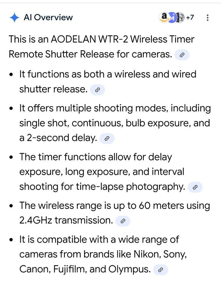 Open Box New Aodelan WTR-2 Wireless Timer Remote Shutter Release For Cameras