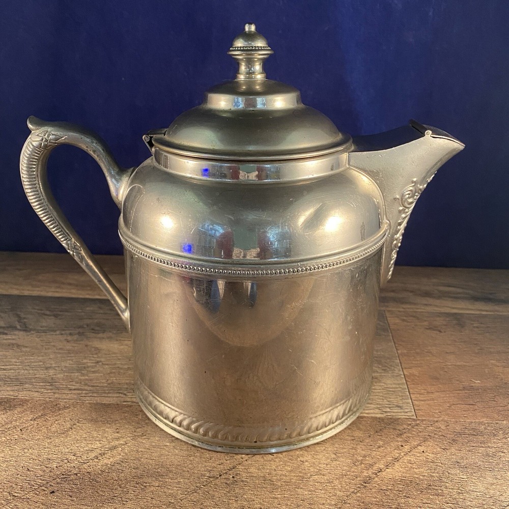 Manning Bowman Water Pitcher Teapot Decorated Silverplate Lidded