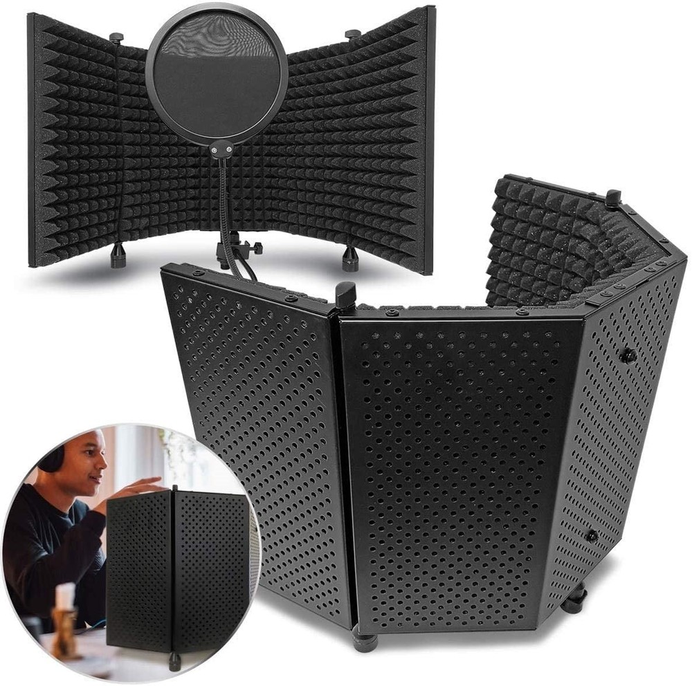 AxcessAbles SF-101 Vented Recording Studio Microphone Isolation Shield (Black)