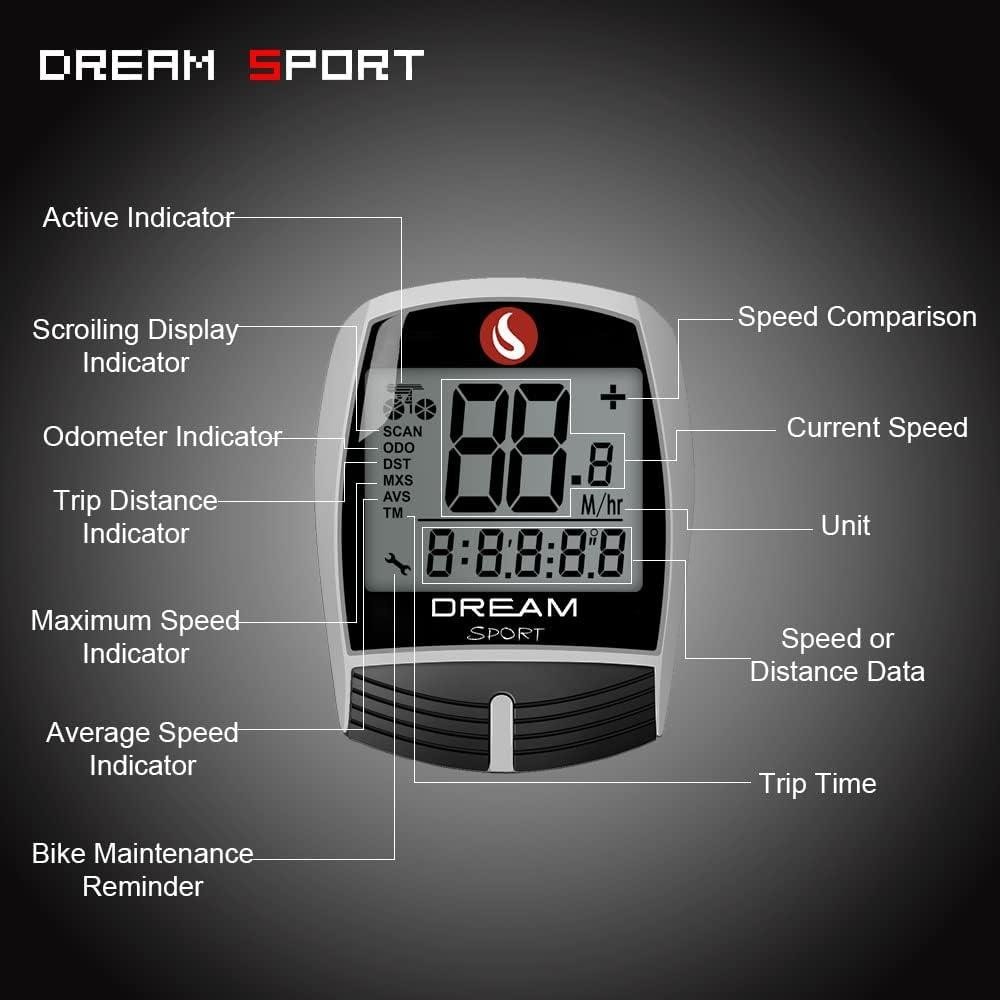 DREAM SPORT Bike Computer 16-Function Waterproof Bicycle Speedometer & Odometer