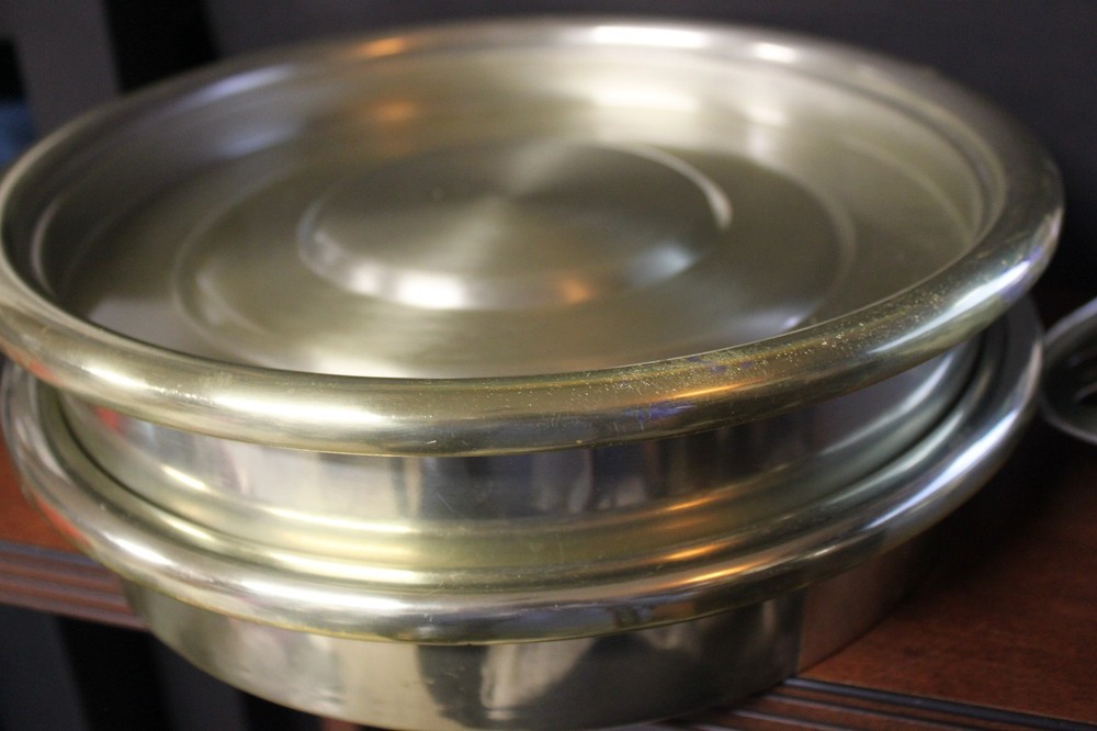 Vintage Churchware Two Stack Gold Tone Communion Set