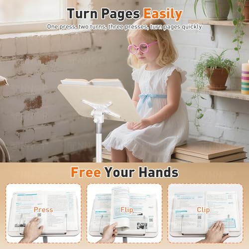 Floor Standing Book Stand, Foldable Book Holder for Higher Without U-shaped