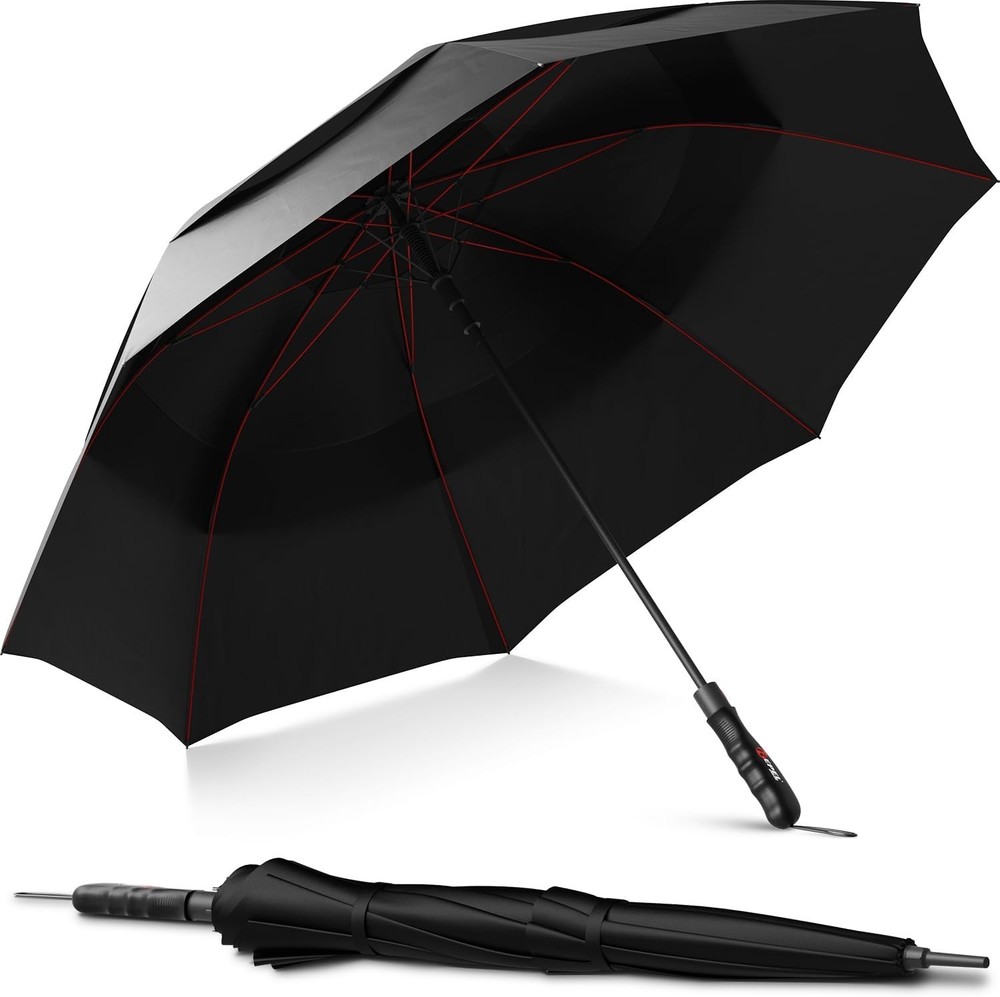 Extra Large Windproof - Covers 2 People - 60" Wide Vented Double Canopy with ...