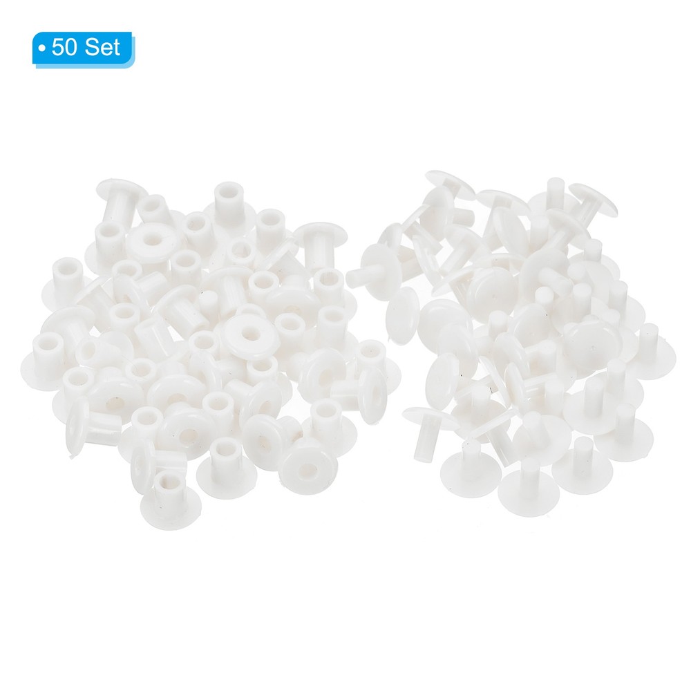 M5*6mm Plastic Binding Post, 50 Sets Plastic Chicago Screws Binding Screw White