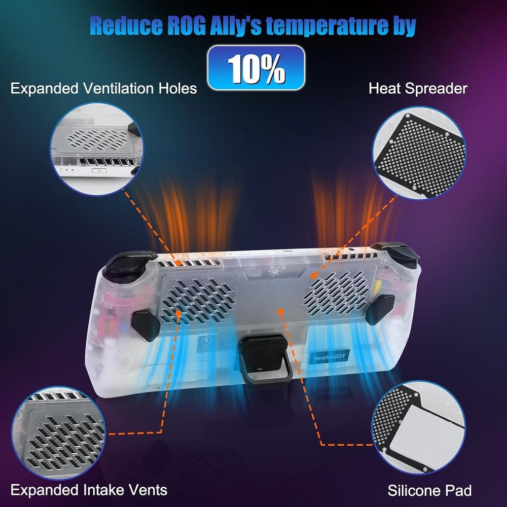 Cooling Modcase for ROG Ally, Ally Back Plate Accessories, Translucent