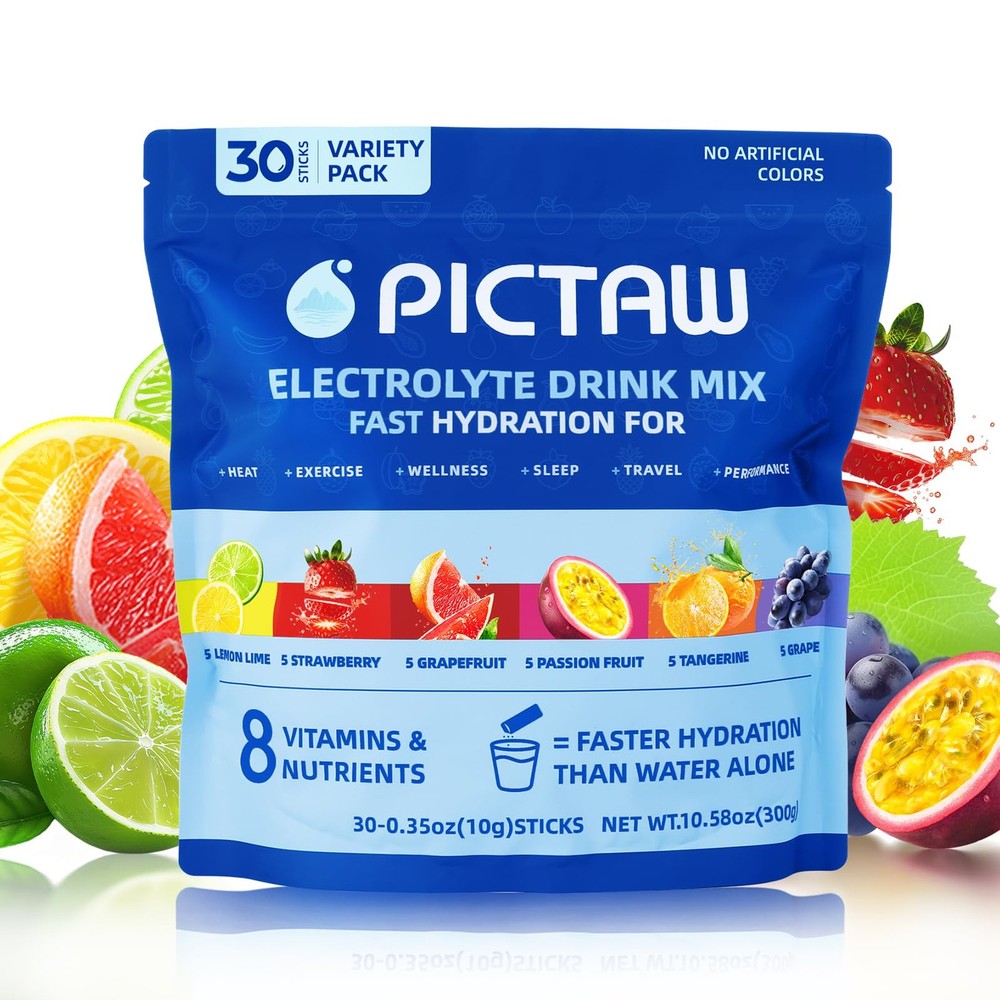 Electrolytes Powder Packets,30 Hydration Sticks, Electrolyte Drink Mix for Da...