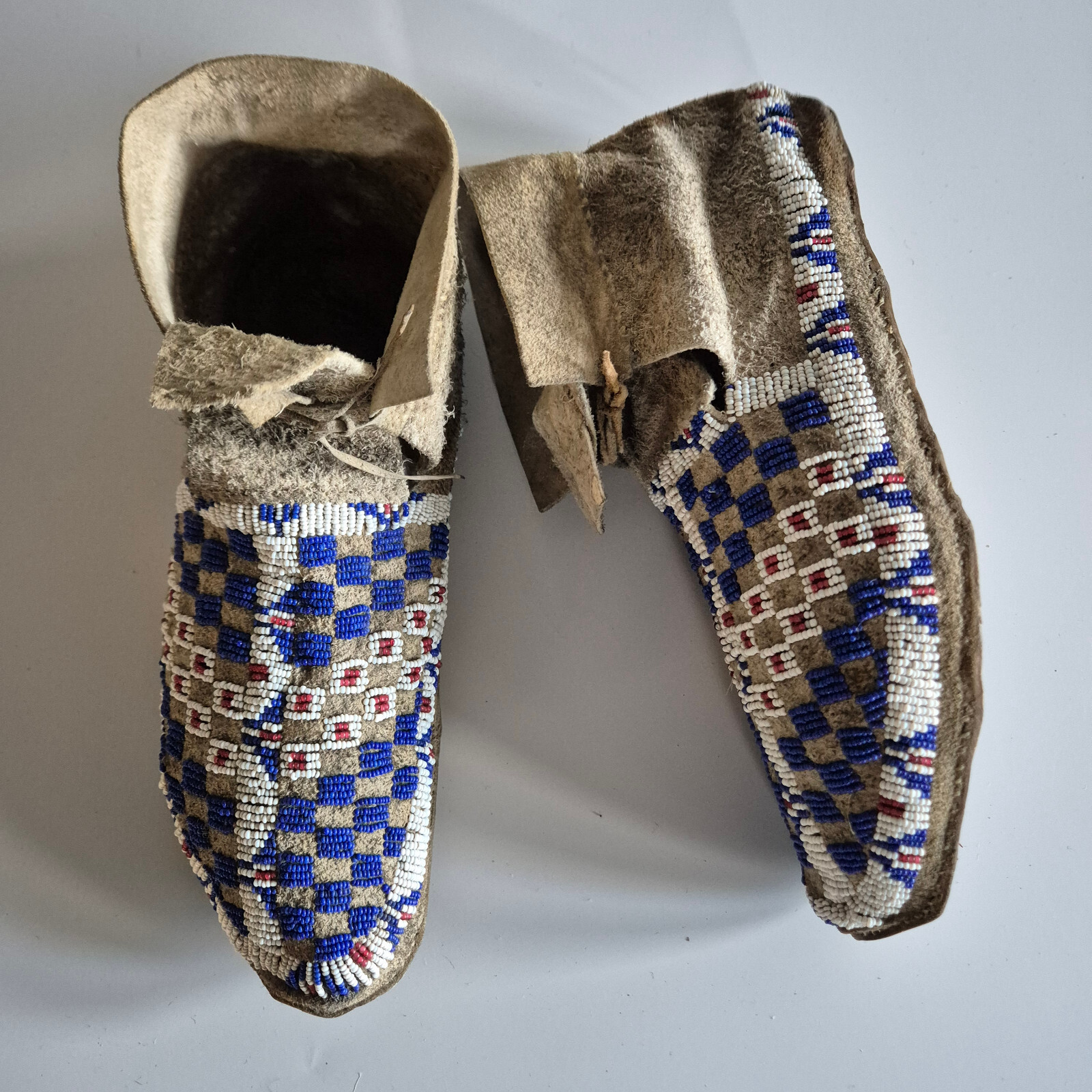 Antique Sioux or Cheyenne/Arapaho Beaded Moccasins from circa the 1870s-1880s.