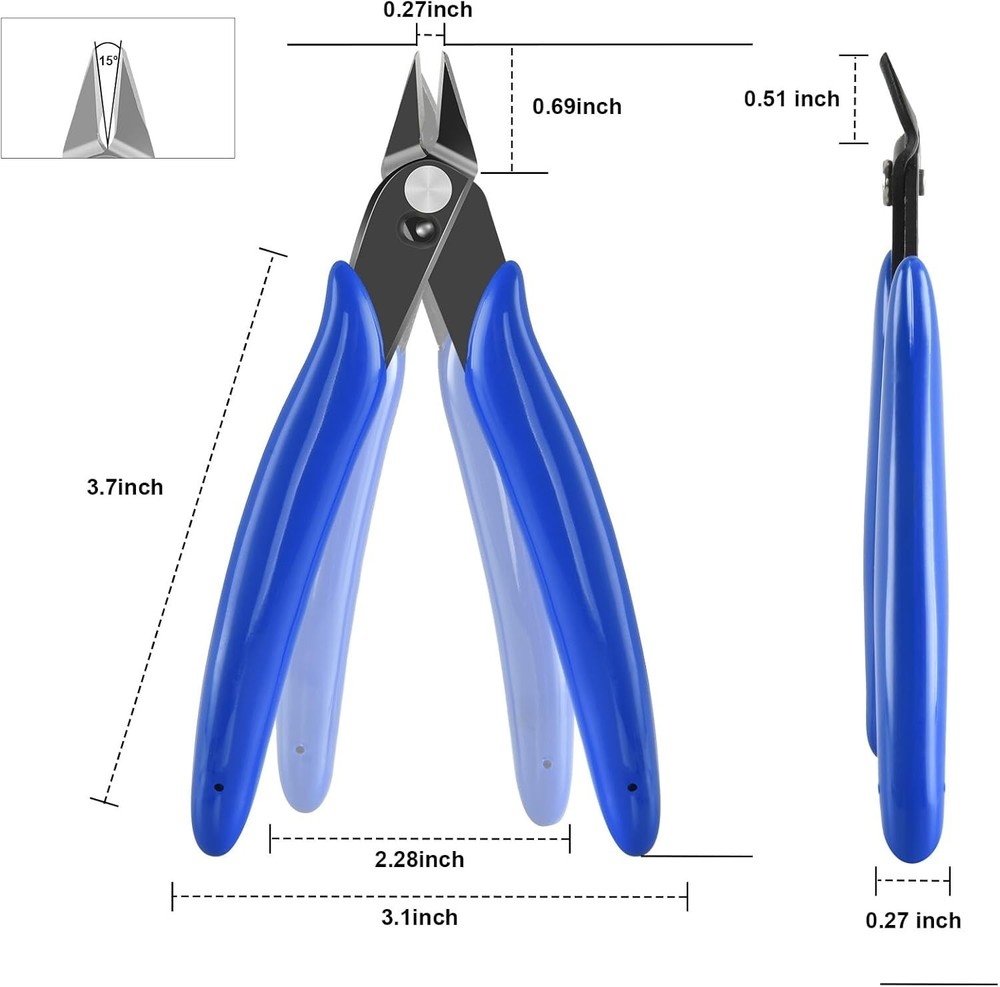5 Inch Micro Flush Cutter, 2 Pack Small Wire Cutters Spring Loaded Cutting Plier