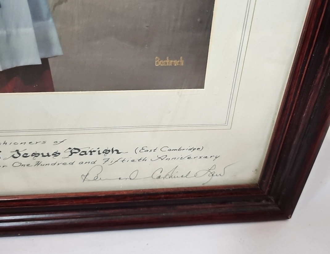 Bernard Francis Law d. 2017 Signed 8.5"x11" Framed Citation Archbishop Cardinal