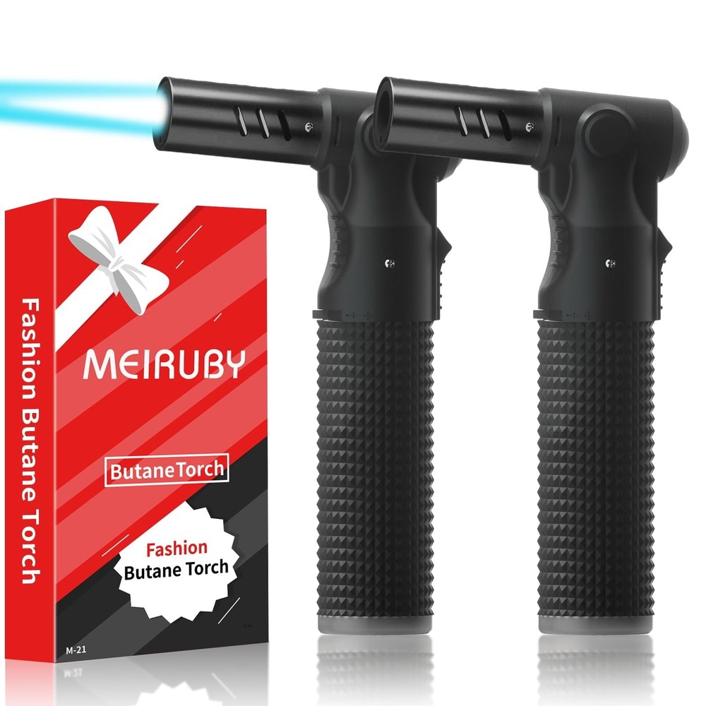2 Pack Refillable Butane Torch Lighter with Adjustable Jet Flame, P... Fast Ship