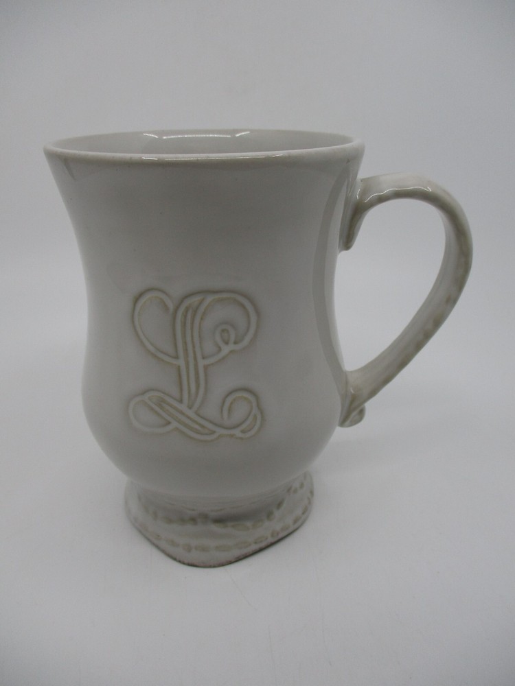 SKYROS LEGADO PEBBLE MUG - Monogram L - 5"  0809B