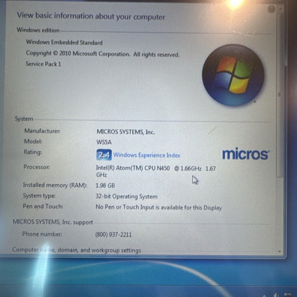 Micros Workstation 5A Touchscreen POS Terminal- 400814-122