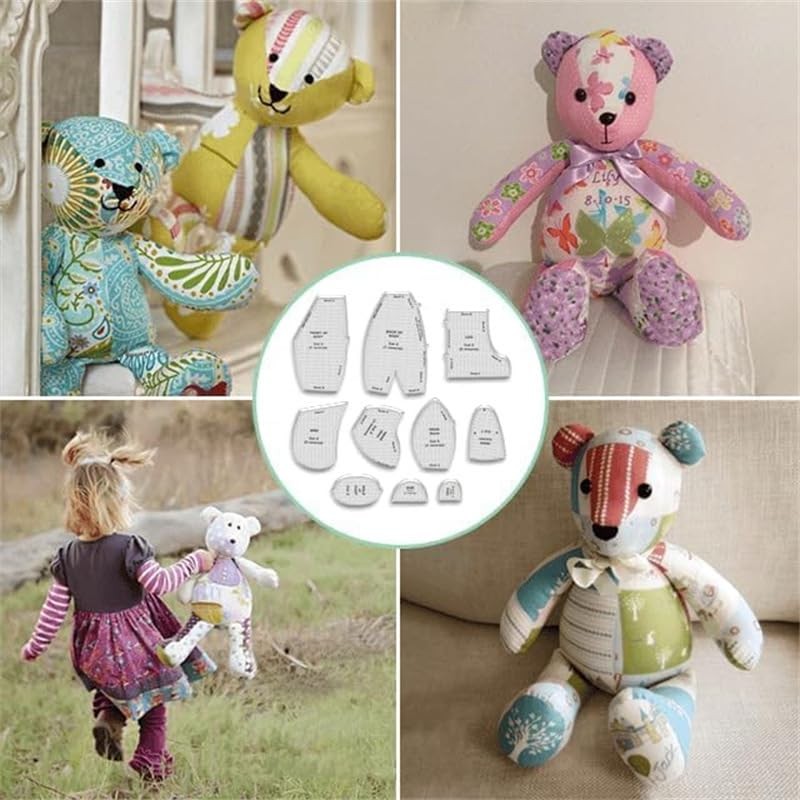 30 Pcs Acrylic Memory Bear Template Ruler Set, Sewing Patterns for Beginners ...