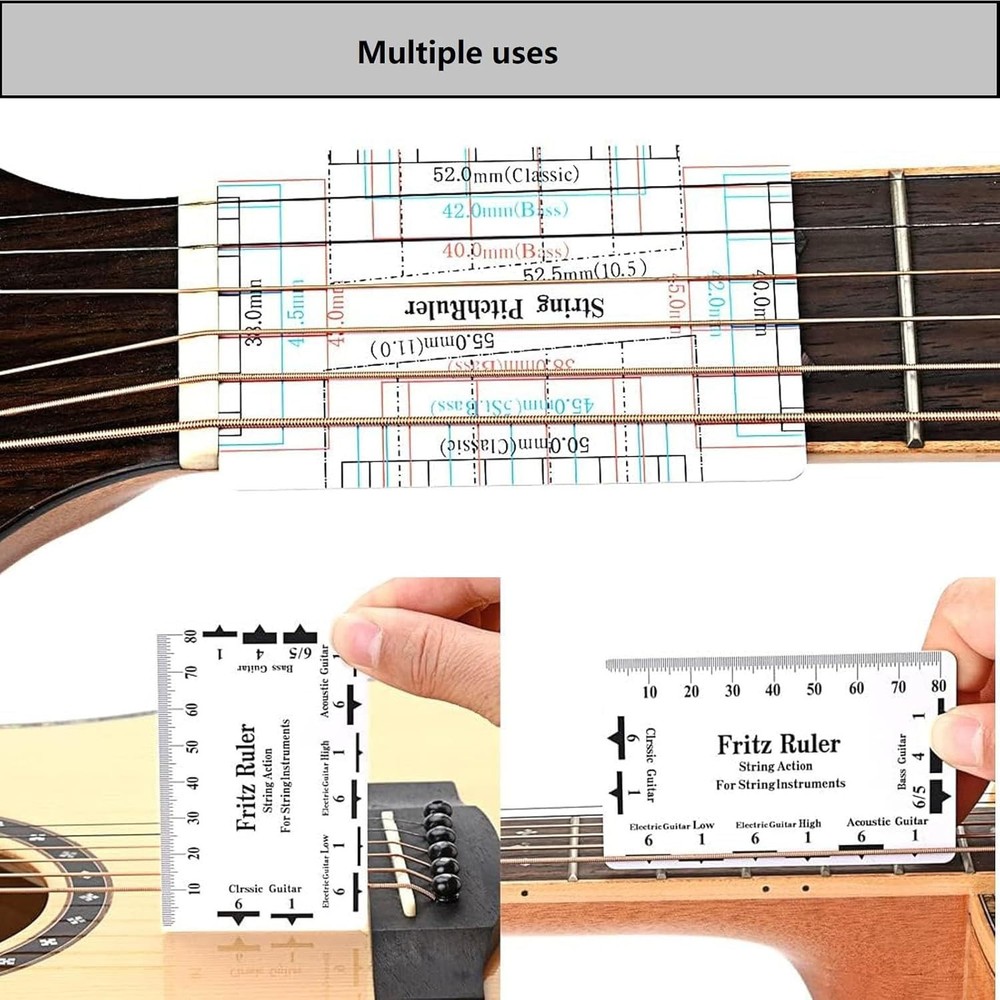 Guitar Luthier Tool Set: String Action Gauge & Pitch Ruler for Precision Setup
