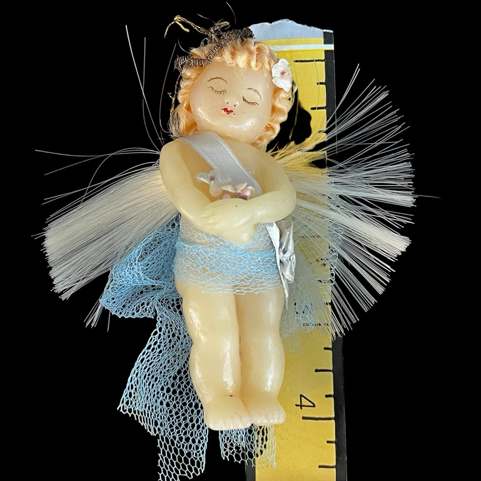 OOAK Wax Angel / Cherub Christmas Ornament Artist Gladys MacDowell RARE