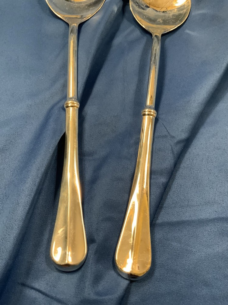 Silver Plate Salad Serving Utensils Spoon Fork Marked Italy 9.25" Bridal Wedding