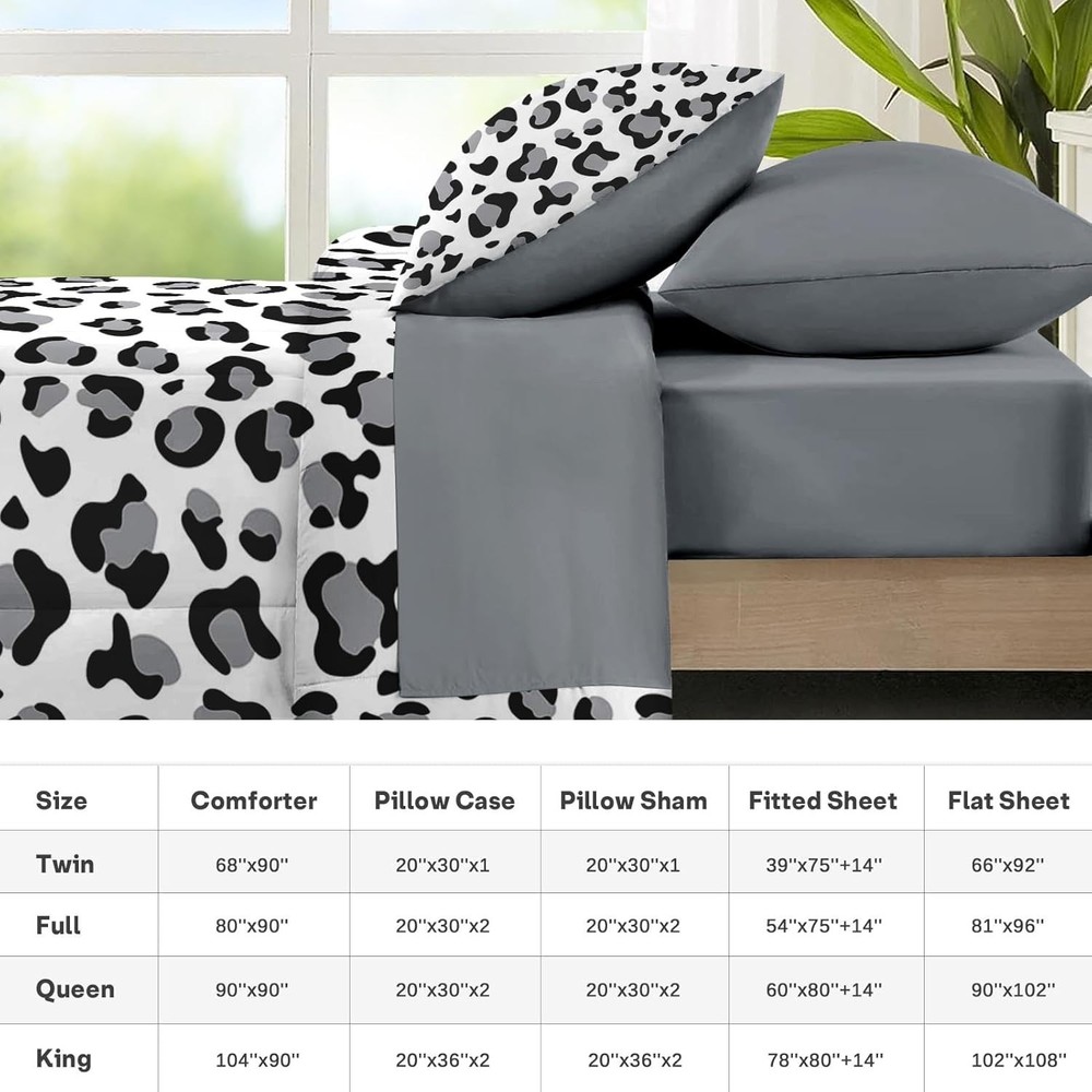 Zebra Stripes Comforter Set Size 7 Pieces Leopard Print Full Balck White