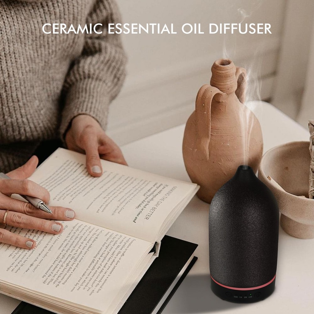 Essential Oil Diffuser Ceramic -Aromatherapy 150ml, Black