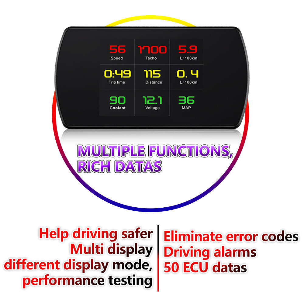 3" Car Speedometer Digital HUD Head Up Display OBD Overspeed Free Switch 50 Data