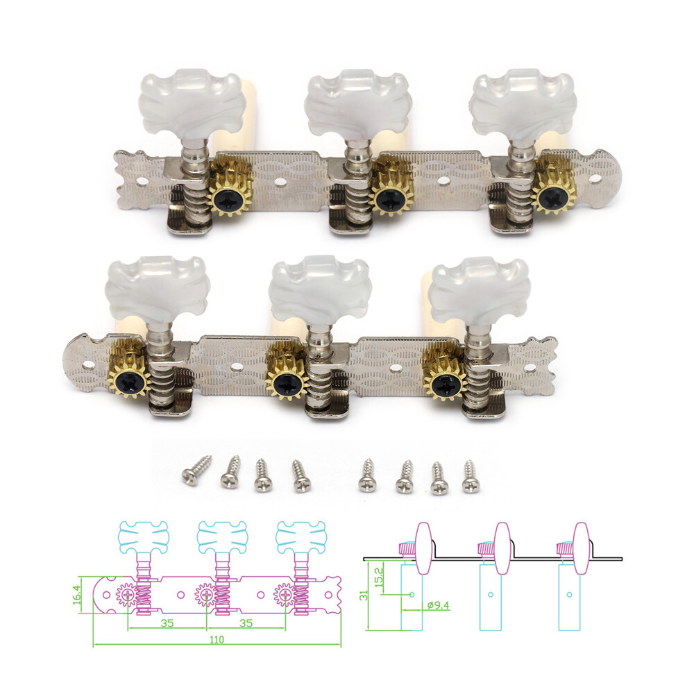 Classical Guitar Machine Heads String Tuning Pegs Tuners Tuning Key 3L 3R Chrome