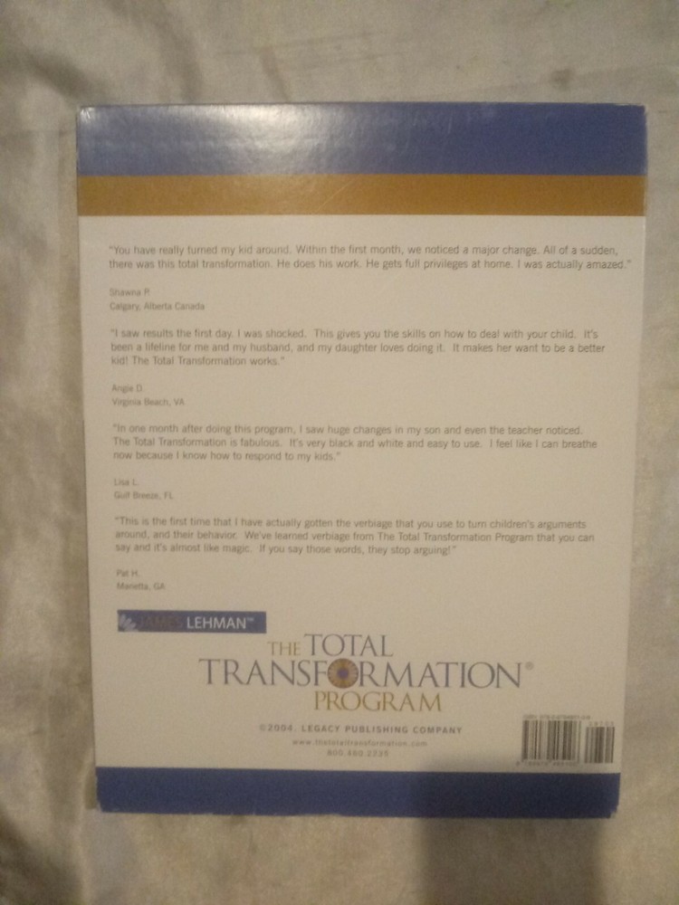 JAMES LEHMAN THE TOTAL TRANSFORMATION PROGRAM PARENTS PROGRAM FOR CHILD BEHAVIOR