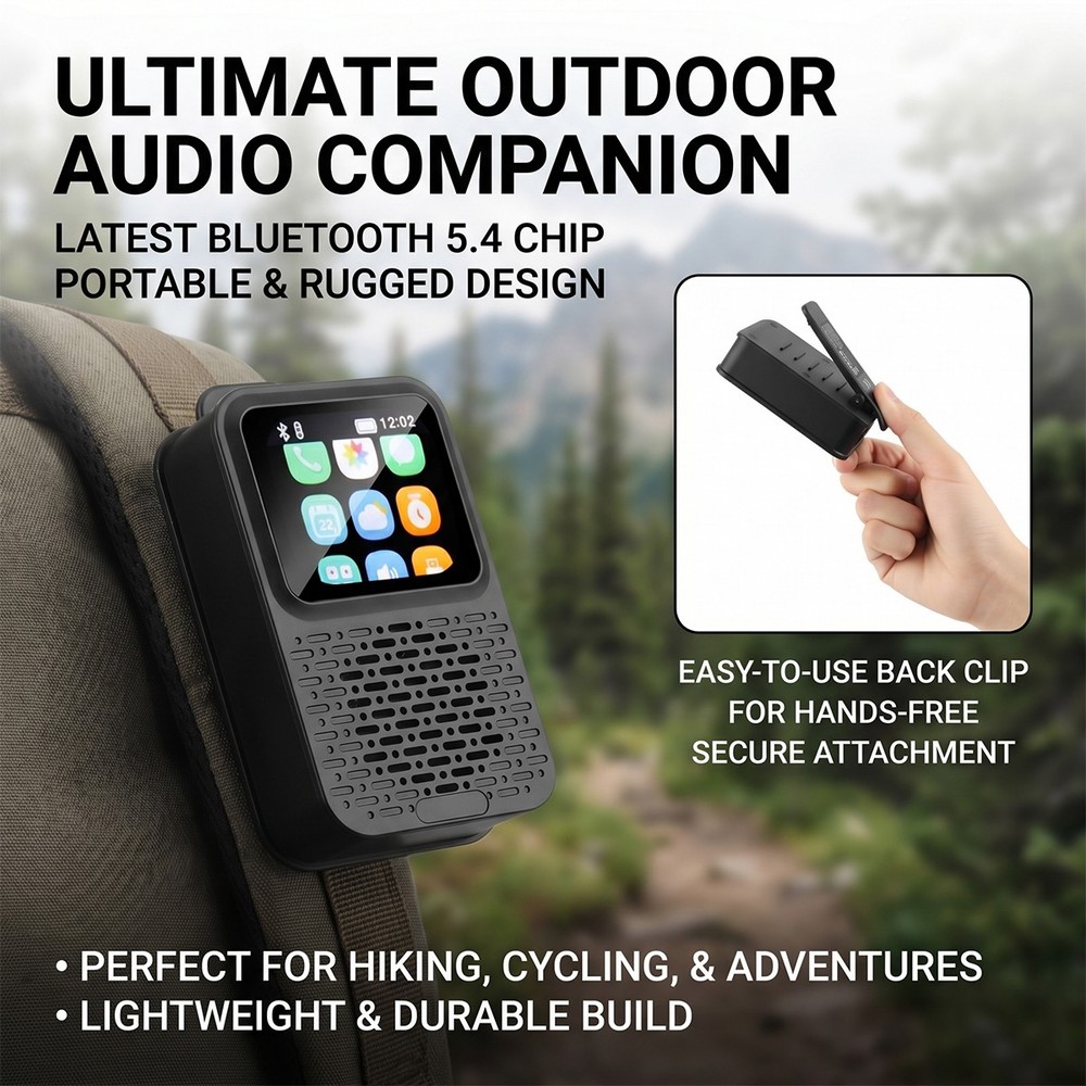 Portable Bluetooth Speaker Waterproof LED Touch Screen Wearable Smart Speaker