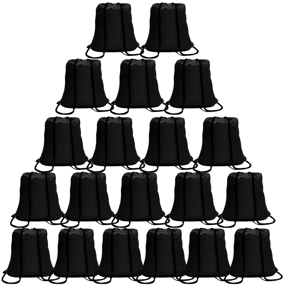 CAIHONG 100 Pack Drawstring Backpack Black Bulk Black-100Pack, Black-100pack
