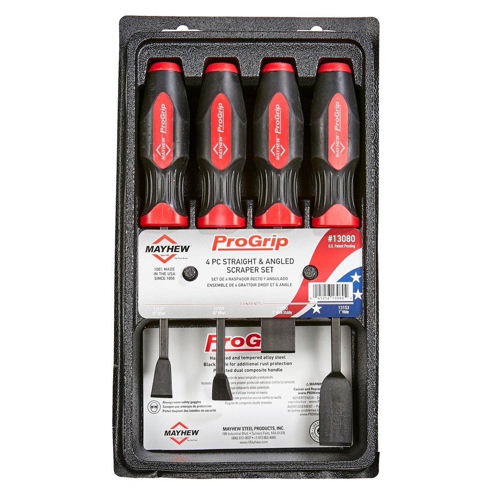 Tools 13080 4 Pc Progrip Straight & Angled Scraper Set Multi 4 Piece