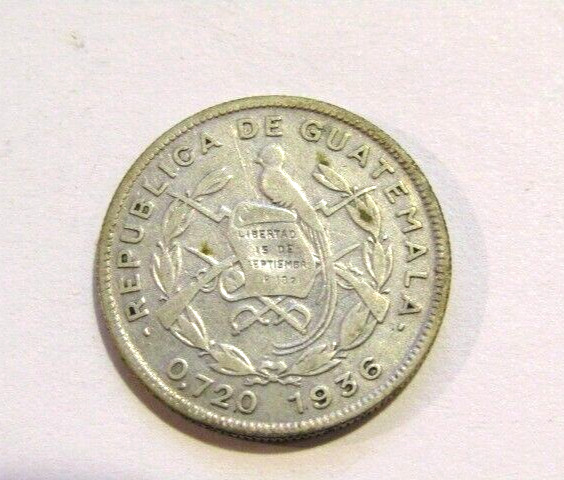 Guatemala 1936 10 Centavos Silver Coin