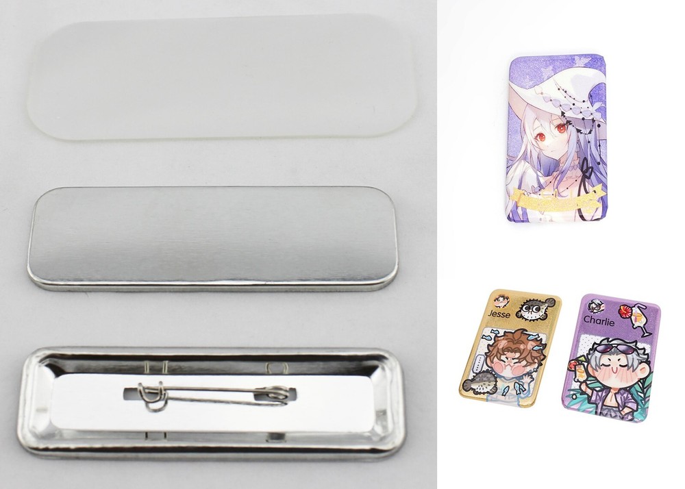 Rectangular 25*70mm Pin Back Button Parts Professional Button Maker Badge maker
