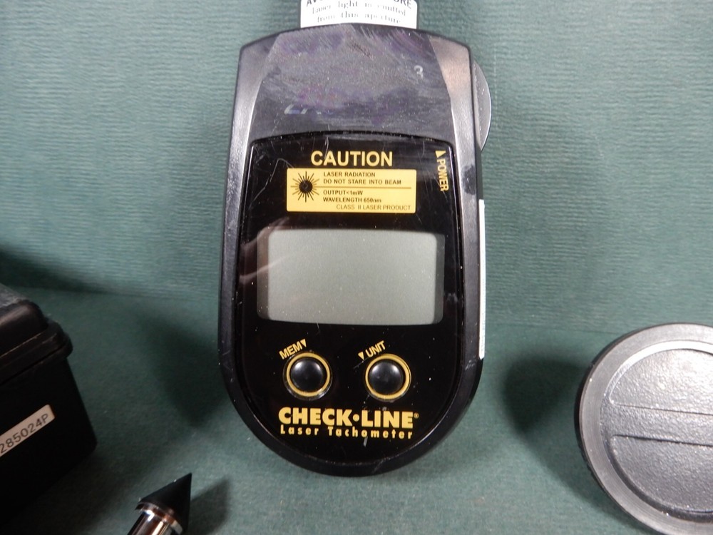 Check-Line Laser Tachometer PLT-5000 in Case Tested Working Some Attachments