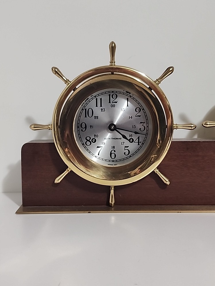 Seth Thomas Ships Bell Brass Helmsman Clock & Barometer E537-011