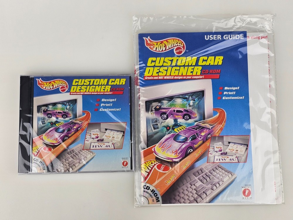 Hot Wheels Custom Car Label Designer CD Software User Guide Sticker Sheets 1997