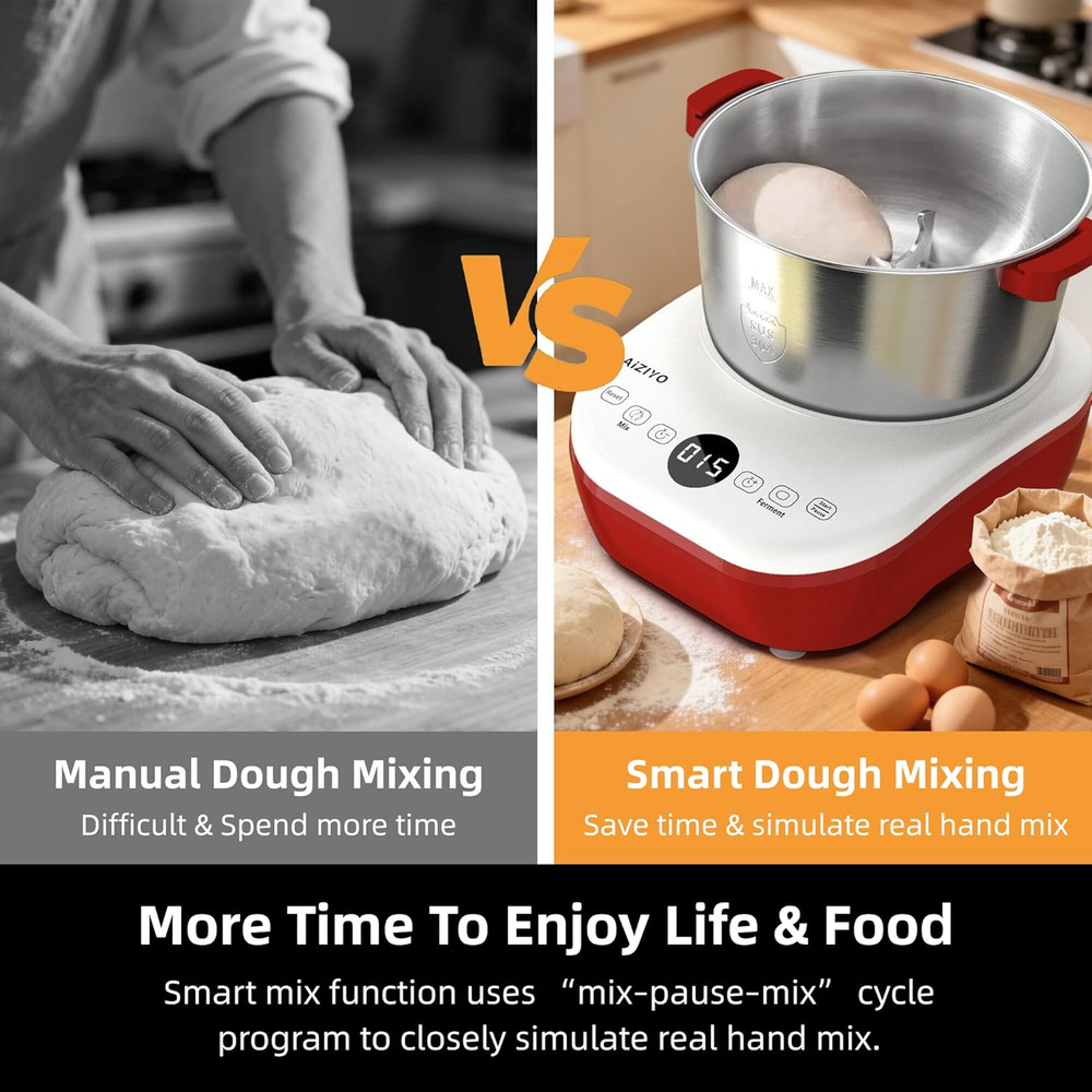 Doughchief, 5.3QT Dough Mixer, Dough Maker with Ferment Function, Touch Panel Co