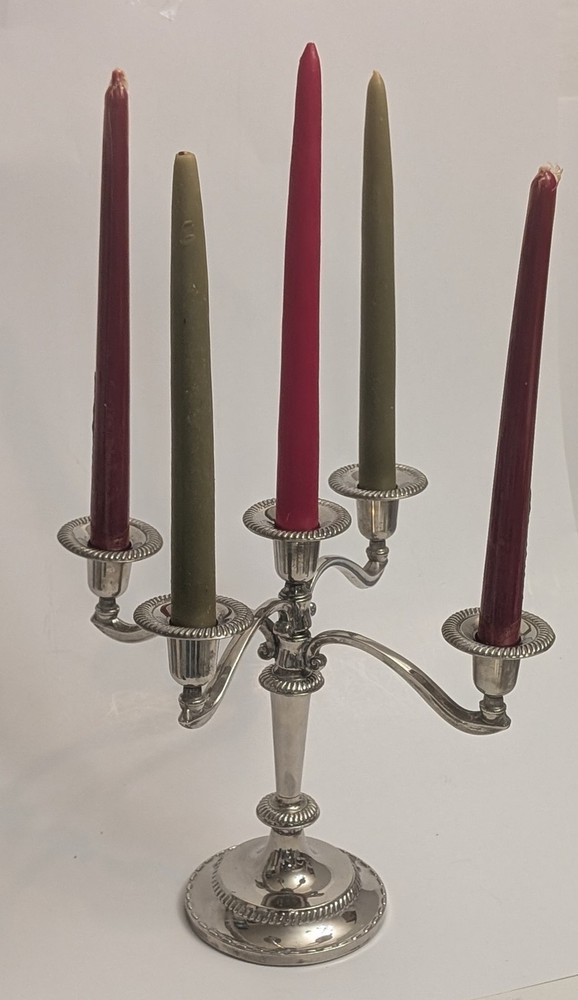 Vintage Silver Plate Adjustable Five Arm Candelabra