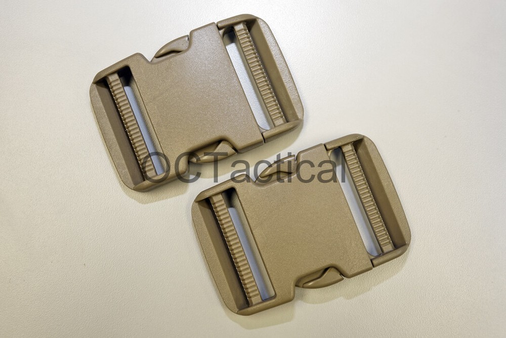 Duraflex 2" Tan Dual Adjust Lock Monster Side Release Buckle ( 2Pack )