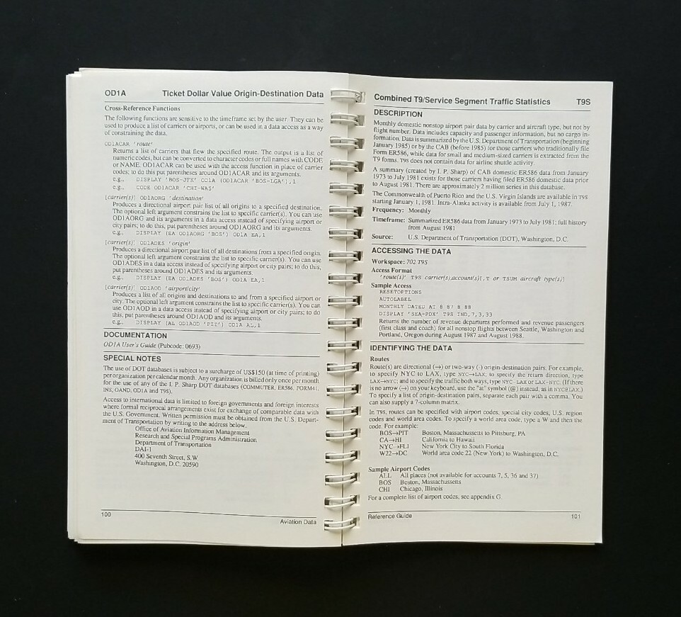 August 1989 Aviation Data REFERENCE GUIDE