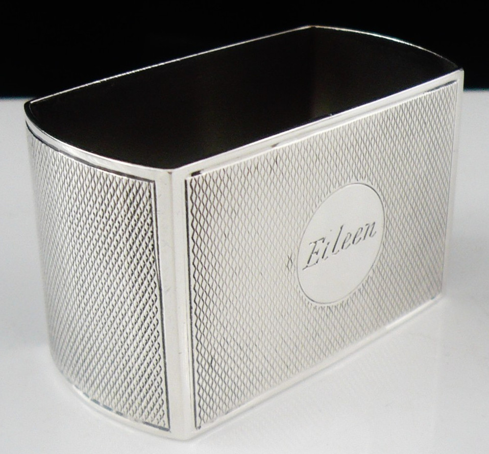 Sterling Silver Napkin Ring, EILEEN, Hallmarked Birmingham 1937