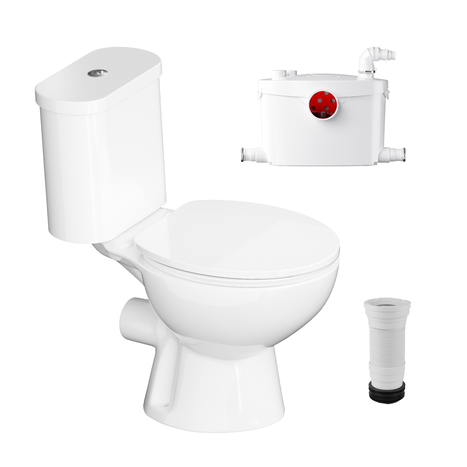 750W Upflush Macerating Toilet System Dual Flush 1/1.6GPF w/ Pump for Basement