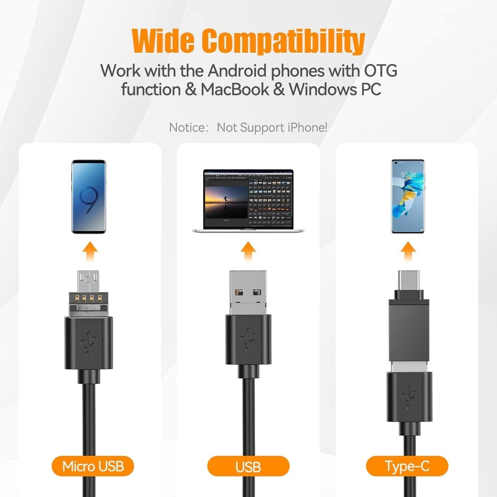 High-Definition 5MP Endoscope with USB Connectivity and Adjustable Lighting