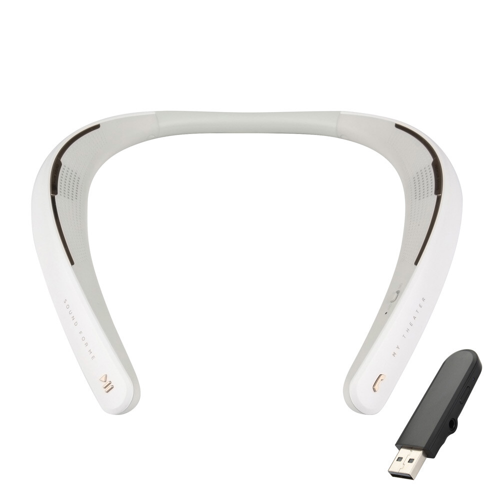 Wireless Bluetooth Wearable Neckband Stereo Speaker Headset in White