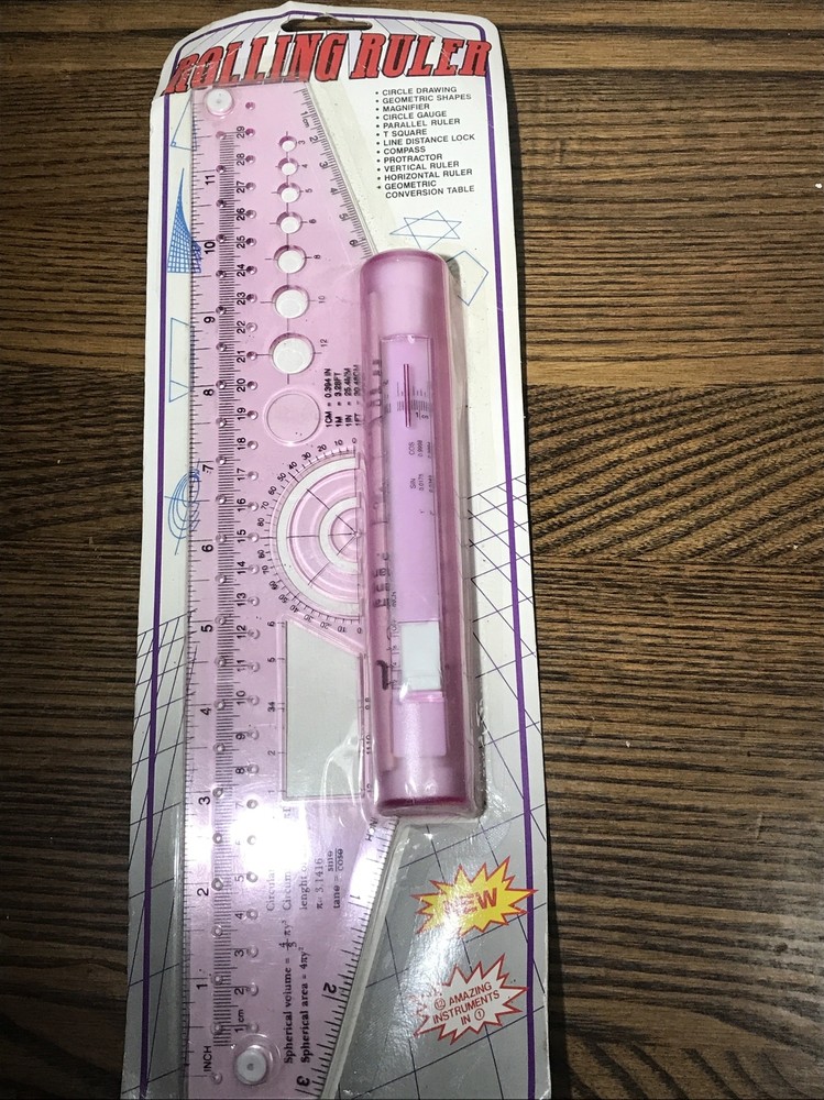 Vintage Parallel Rolling Ruler Universal Angle Rule Balancing Scale Drawing 12”