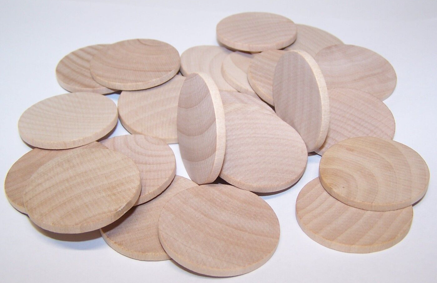 25 Natural Unfinished HardWood 1-1/2" Wood Circles Discs Wooden Crafts Spacers