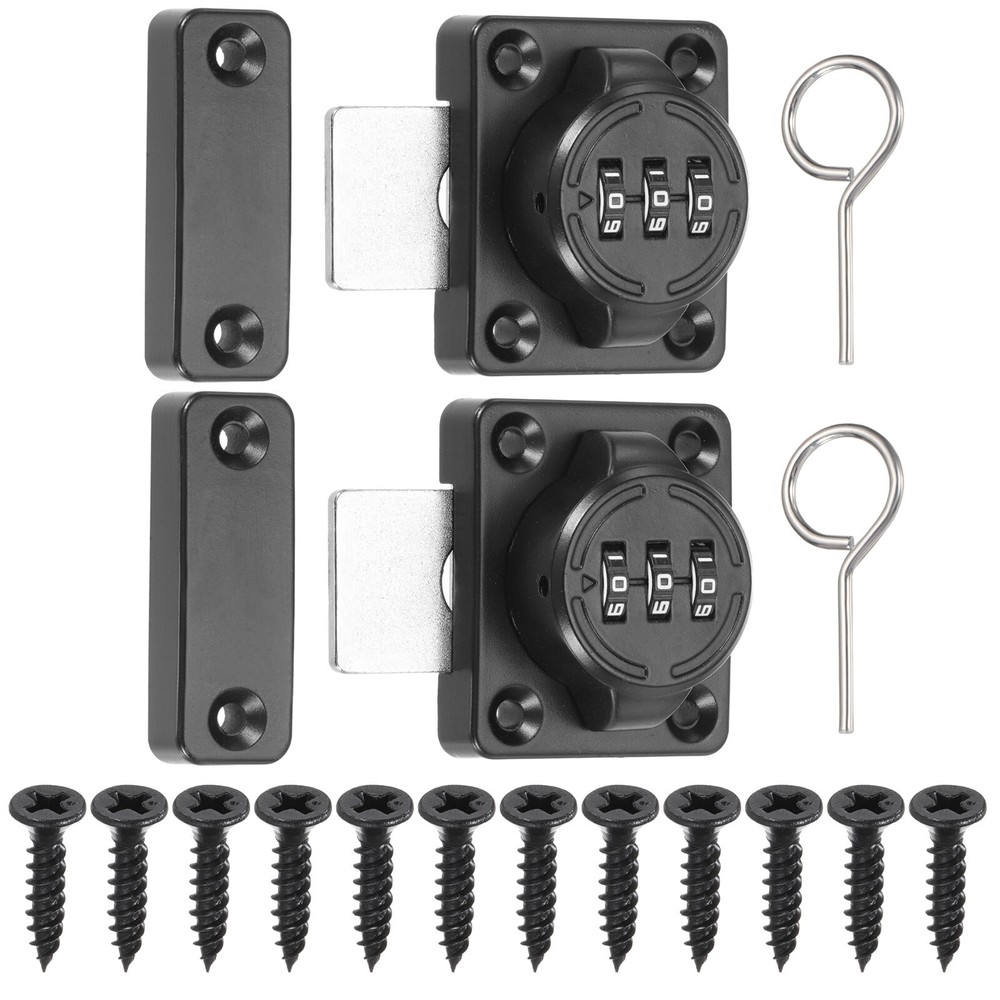 2 Pcs Combination Cabinet Latch Keyless Password Lock Black
