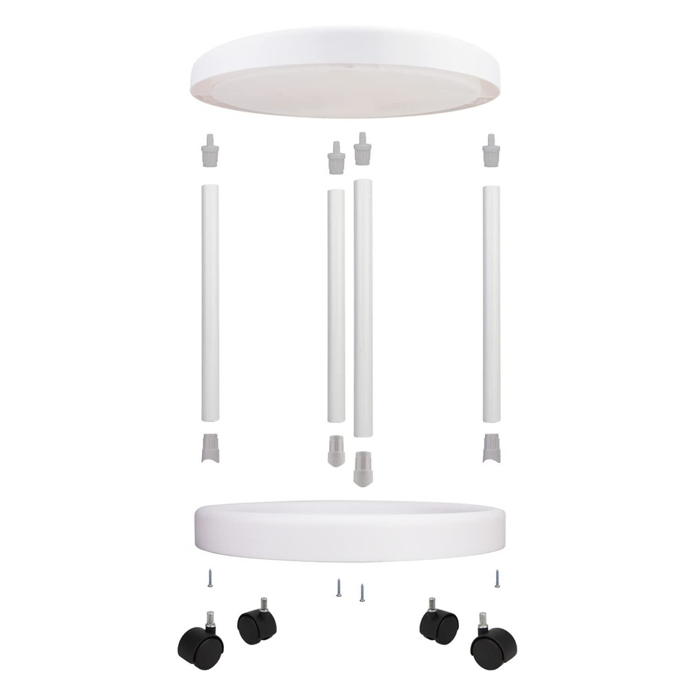 Evelyne White Mini Rolling Craft Side Double Deck Desk Portable End Table