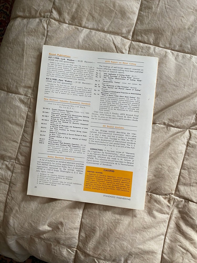 Standards Engineering SES April-May 1959