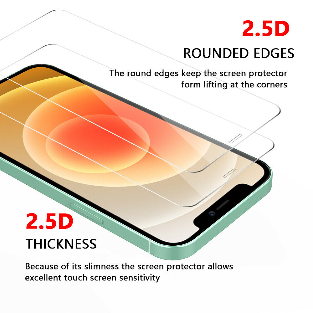 2-Pack For Apple iPhone 12/ 12 Pro/Pro Max Clear Tempered Glass Screen Protector