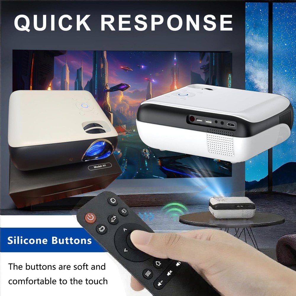 Molgoc Replacement Remote for Mini Projector,Compatible with HAPPRUN H1 black