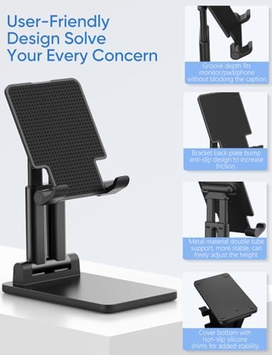 Cell Phone Stand Angle Height Adjustable Phone Holder for Desk, Foldable